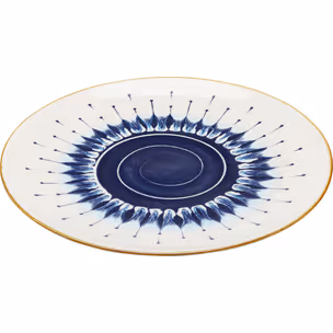 Talerz deserowy DALIA 21 cm - biały/niebieski