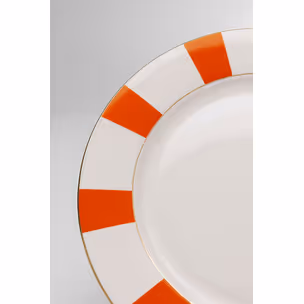 Talerz obiadowy HARLEQUIN 27 cm - biały/pomarańczowy