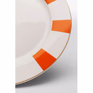 Talerz obiadowy HARLEQUIN 27 cm - biały/pomarańczowy
