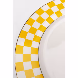 Talerz obiadowy HARLEQUIN 27 cm - biały/żółty