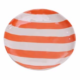 Talerz deserowy STRIPES 20 cm - pomarańczowy/biały