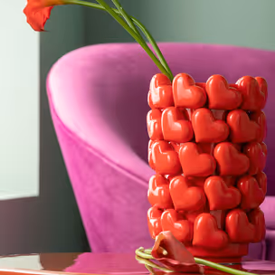 Wazon HEARTS 33 cm - czerwony