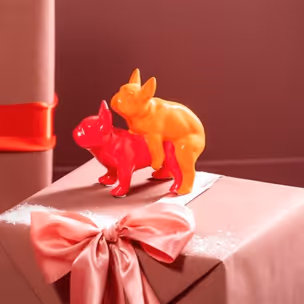 Figurka dekoracyjna LOVE DOGS DUO POP - pomarańczowy/różowy