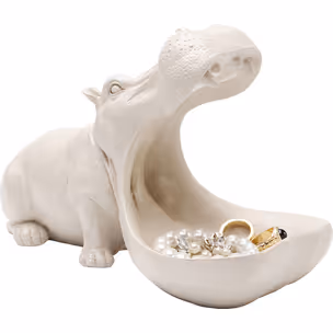 Figurka dekoracyjna HUNGRY HIPPO 17 cm - szarobeżowy
