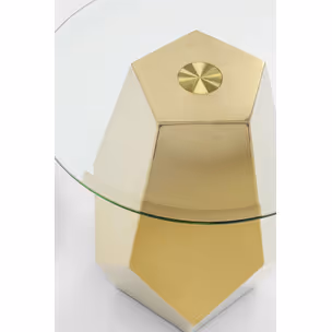 Stolik boczny okrągły RICCHEZZA 45 cm - transparentny/złoty
