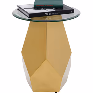 Stolik boczny okrągły RICCHEZZA 45 cm - transparentny/złoty