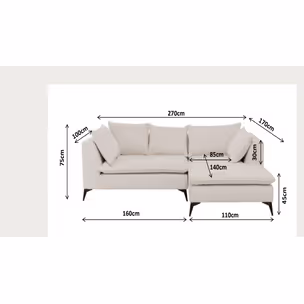 Sofa narożna Jimmy kremowa prawa