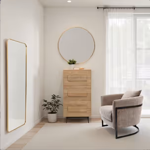 Lustro ścienne okrągłe SIMPLY BRASS 90 cm - brązowy