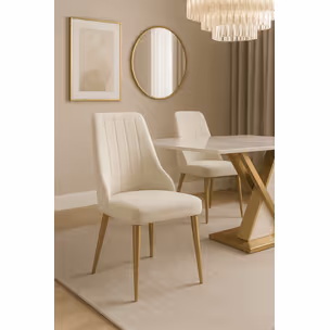 Stół MODIG 180x90 z podstawą w kształcie X - biały marmur/złoty