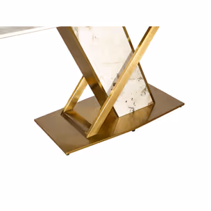 Stół MODIG 180x90 z podstawą w kształcie X - biały marmur/złoty