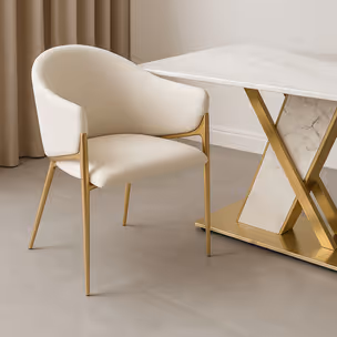 Stół MODIG 180x90 z podstawą w kształcie X - biały marmur/złoty