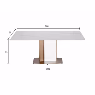 Stół MODIG 180x90 - biały marmur/różowe złoto