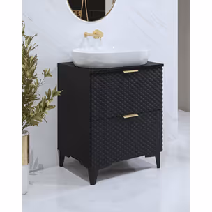 Szafka pod umywalkę wisząca LAURA 47 - 60 cm - czarny onyks/czarny