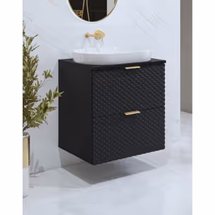 Szafka pod umywalkę wisząca LAURA 47 - 60 cm - czarny onyks/czarny