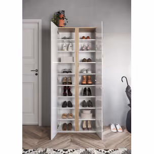 Szafa na buty 2-drzwiowa FRAME - biały połysk