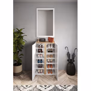 Szafka na buty 2-drzwiowa FRAME - biały połysk