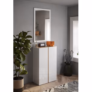 Szafka na buty 2-drzwiowa FRAME - biały połysk