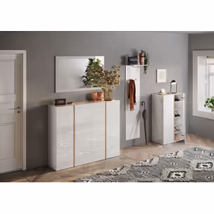 Szafka na buty 4-drzwiowa FRAME - biały połysk