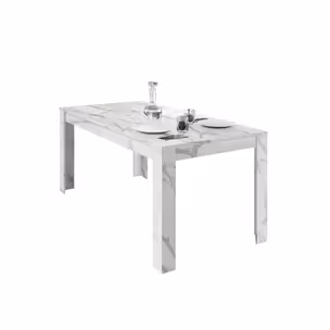 Stół rozkładany CARRARA 137/185x90 - marmur biały mat