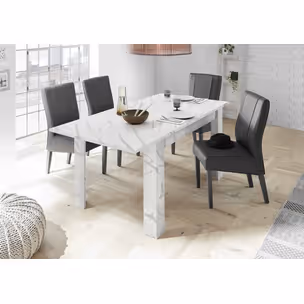 Stół rozkładany CARRARA 137/185x90 - marmur biały mat