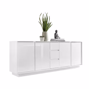 Komoda 4-drzwiowa z szufladami ICE - biały połysk
