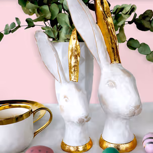 Figurka dekoracyjna królik BUNNY GOLD - biały/złoty