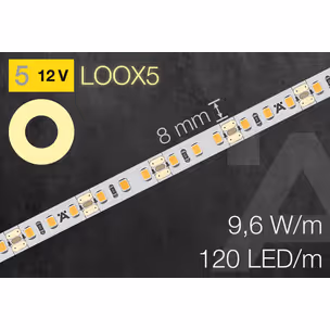 Taśma LED Häfele Loox5 2071, 12V, 8mm, 60LED/m, 4,8W/m, barwa neutralna 4000K, IP20, 50m