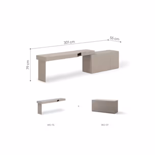 Zestaw biurko + komoda WOOW SET-04L - clay grey