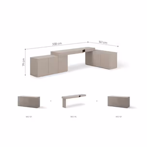 Zestaw biurko + 2 komody WOOW SET-07L - clay grey