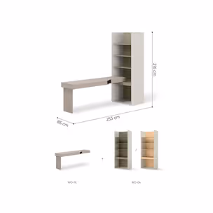 Zestaw biurko + regał WOOW SET-10L - clay grey