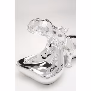 Figurka dekoracyjna HUNGRY HIPPO 17 cm - srebrny