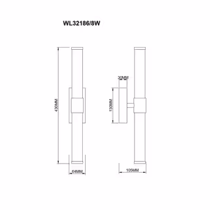 Kinkiet EDDIE 43 cm WL32186/8W - srebrny