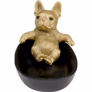 Miska dekoracyjna BATHING BULLDOG - złoty/czarny