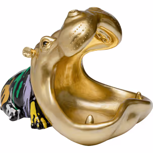 Figurka dekoracyjna HUNGRY HIPPO 31 cm - złoty/kolorowy