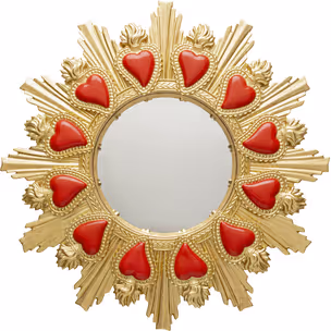 Lustro ścienne okrągłe FLAMING HEART 38 cm - złoty