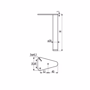 Nóżka meblowa NS56 - kaszmir mat / wys. 150 mm GAMET