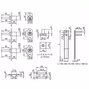 Zamek centralny Siso 1018 fi 19mm L 800mm zaczepy 3x8mm HCK
