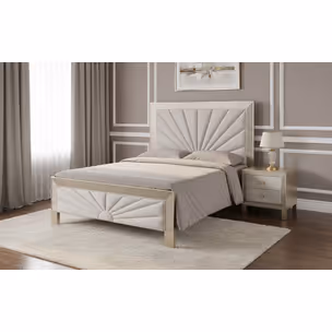 Łóżko STILIG Bedroom 160x200 - beżowy/szampańskie złoto
