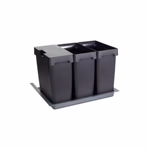 Kosz na odpady OEKO - ZESTAW POJEMNIKÓW 600/ wys. 375/ 3x17 z 1 pokrywką/ antracyt PEKA