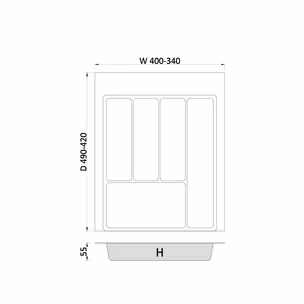 Wkład szufladowy MAX 45 340-400x490 2,0 mm tworzywo sztuczne grafit