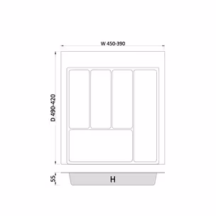 Wkład szufladowy MAX 50 390-450x490 2,0 mm tworzywo sztuczne biały