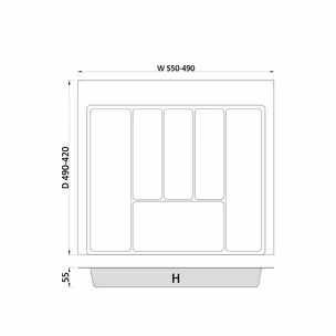 Wkład szufladowy MAX 60 490-550x490 2,0 mm tworzywo sztuczne biały