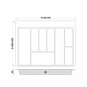 Wkład szufladowy MAX 70 590-650x490 2,0 mm tworzywo sztuczne biały