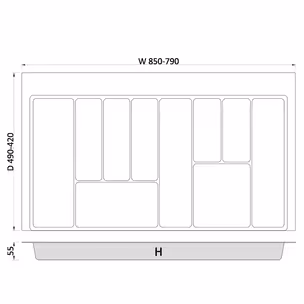 Wkład szufladowy MAX 90 790-850x490 2,0 mm tworzywo sztuczne biały