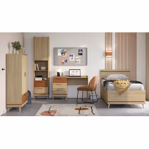 Łóżko z pojemnikiem SCANDI 54 100x200 - dąb olejowany/ceglany