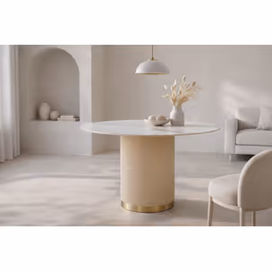 Stół okrągły STILIG 120 cm - biały/szampańskie złoto