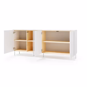 Komoda 4-drzwiowa z oświetleniem LIBA LB-03 195 cm - biały jedwab/dąb vincenza