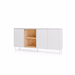 Komoda 4-drzwiowa z oświetleniem LIBA LB-04 170 cm - biały jedwab/dąb vincenza
