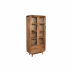 Witryna drewniana 2-drzwiowa z szufladami BARCELONA BC-07-CR - mango caramel