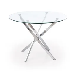 Stół okrągły szklany RAYMOND 100 cm - transparentny/srebrny